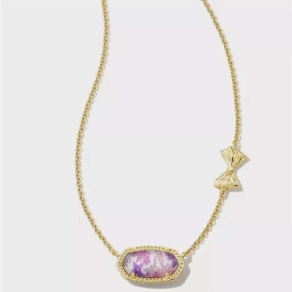 Kendra Scott x LoveShackFancy Gold Elisa Necklace‎ Sunny Meadow Ditsy Purple
